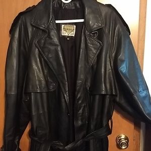 Leather trench coat